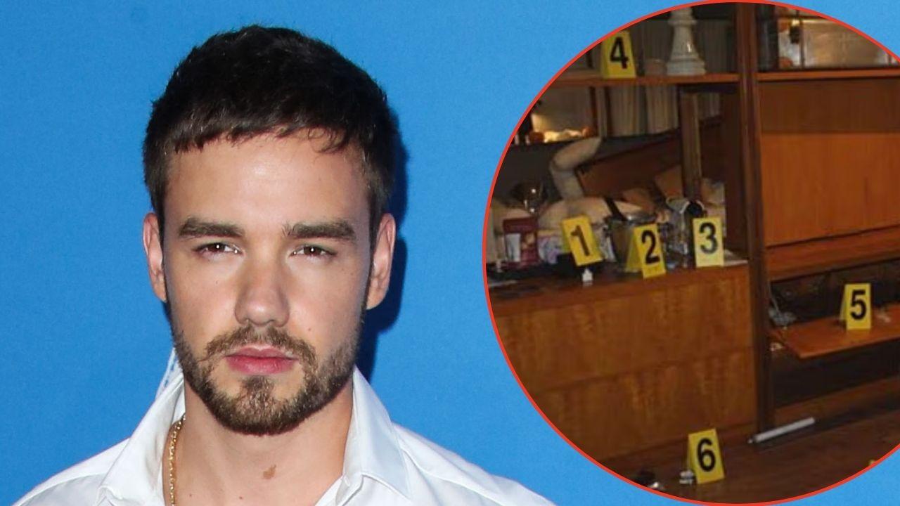 split image of Liam Payne and hotel room