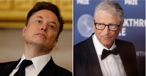 Split photo of Elon Musk, Bill Gates