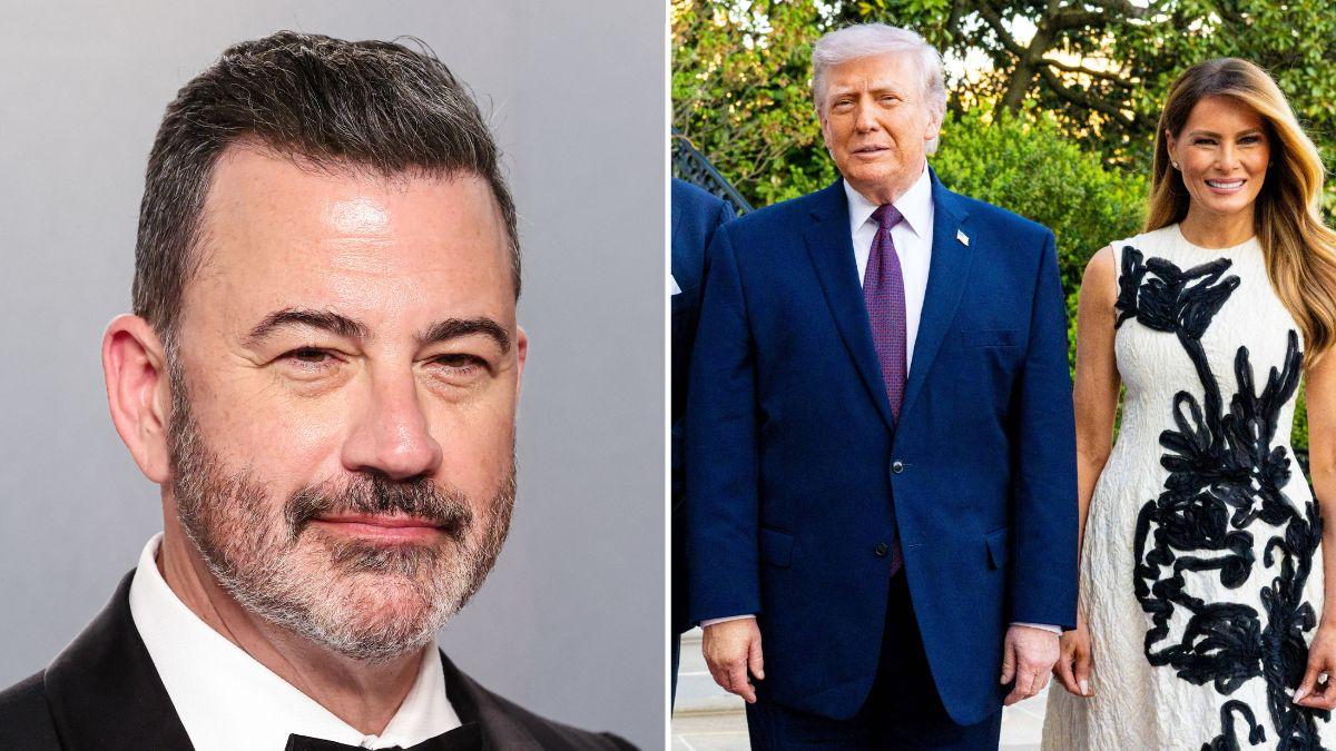 picture of jimmy Kimmel, Donald Trump and Melania Trump