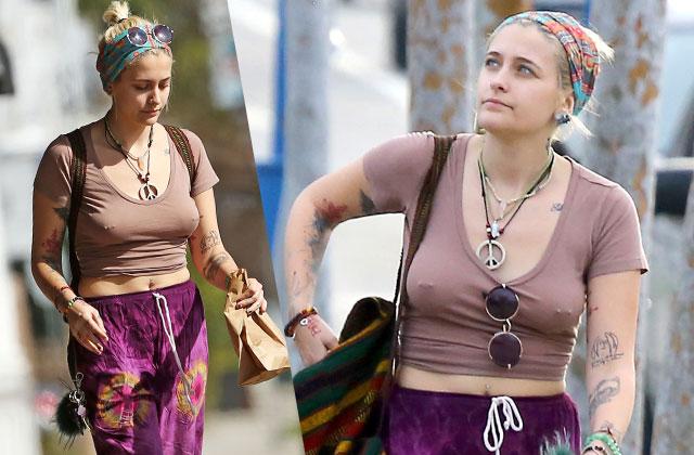 Braless Paris Jackson Shows Off Her Nipple Rings