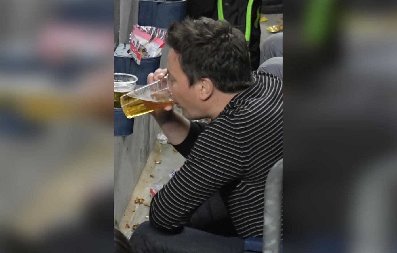 Jimmy Fallon Drinking Beer Baseball