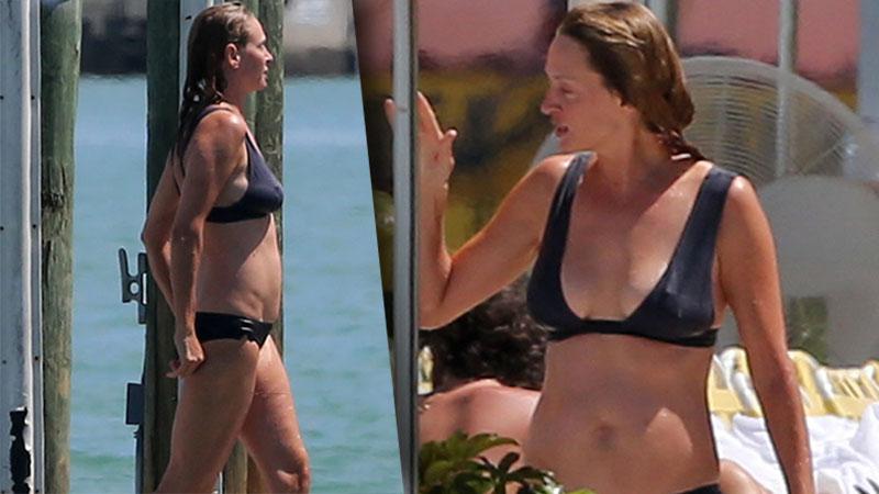 //Uma Thurman Bikini Miami Photos