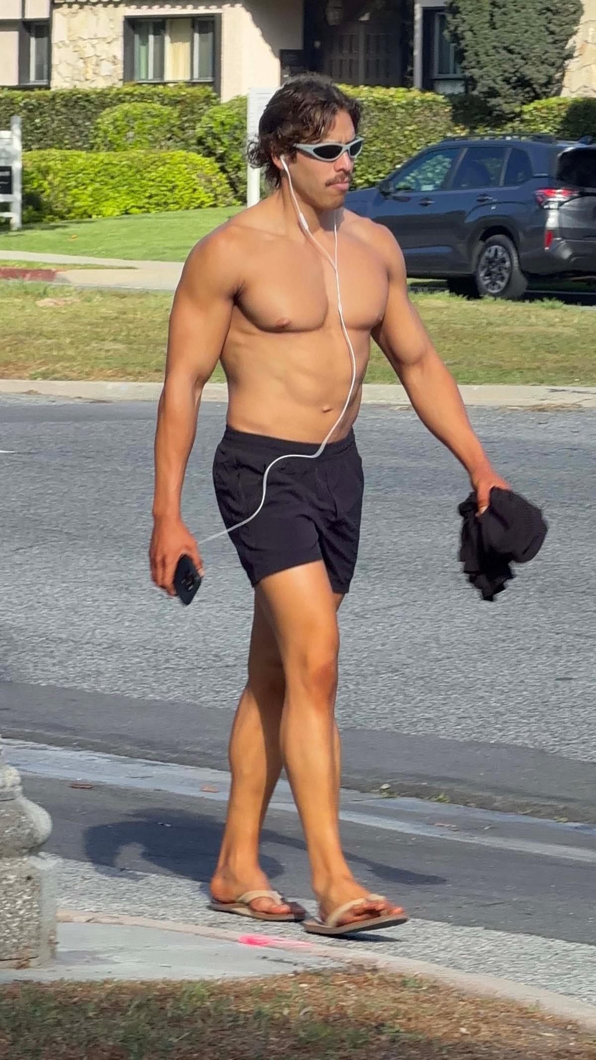 Arnold Schwarzenegger's son Joseph Baena is seen for the first time since winning his debut bodybuilding competition.