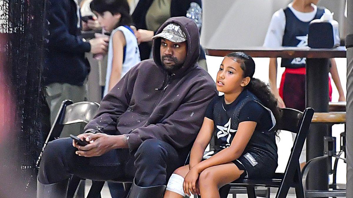 A photo of Kanye West and North West