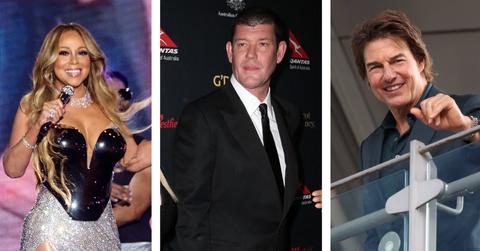 Composite photo of Mariah Carey, James Packer and Tom Cruise.