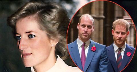 Split image of Princess Diana and her sons William and Harry