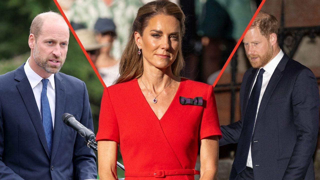 Split photos of Princess Catherine, Princes William and Harry
