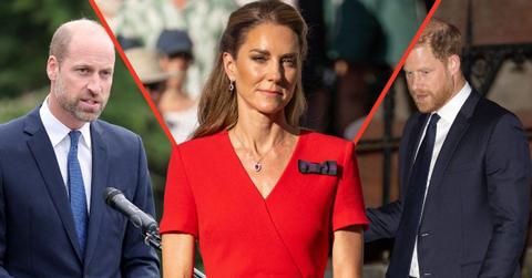 Split photos of Princess Catherine, Princes William and Harry