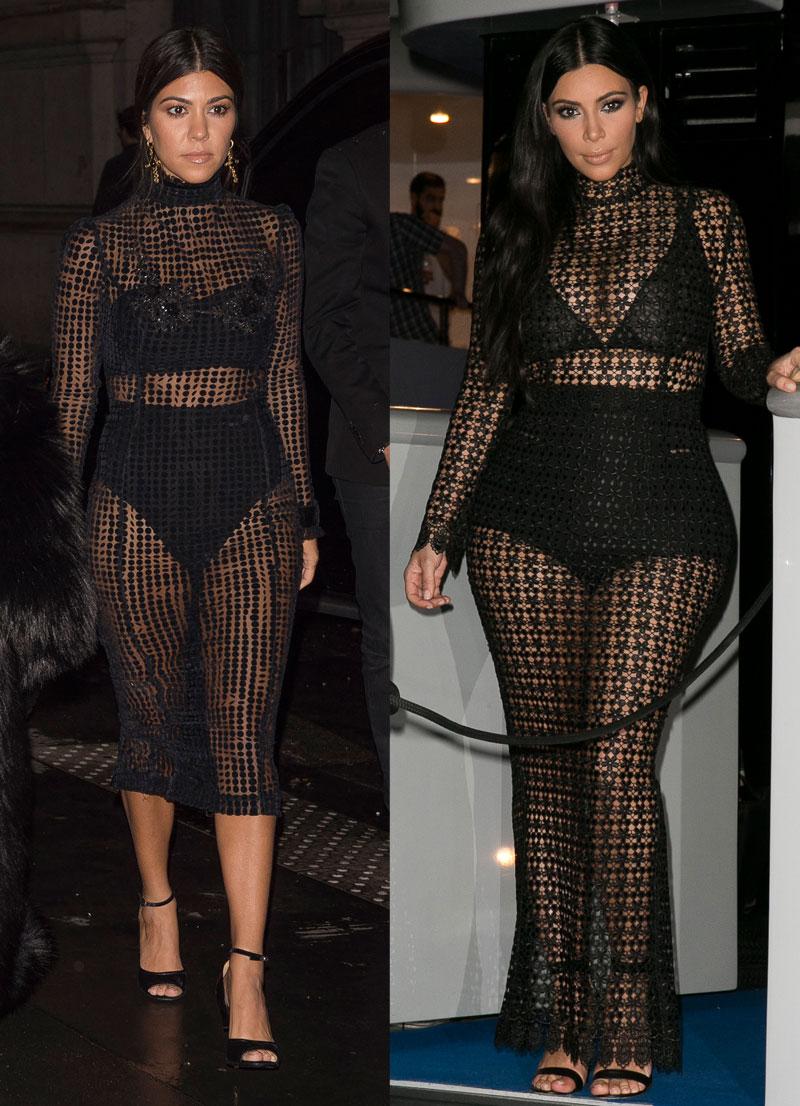 Kim Kardashian Kourtney Kardashian Boobs See Through Dress Stealing Looks