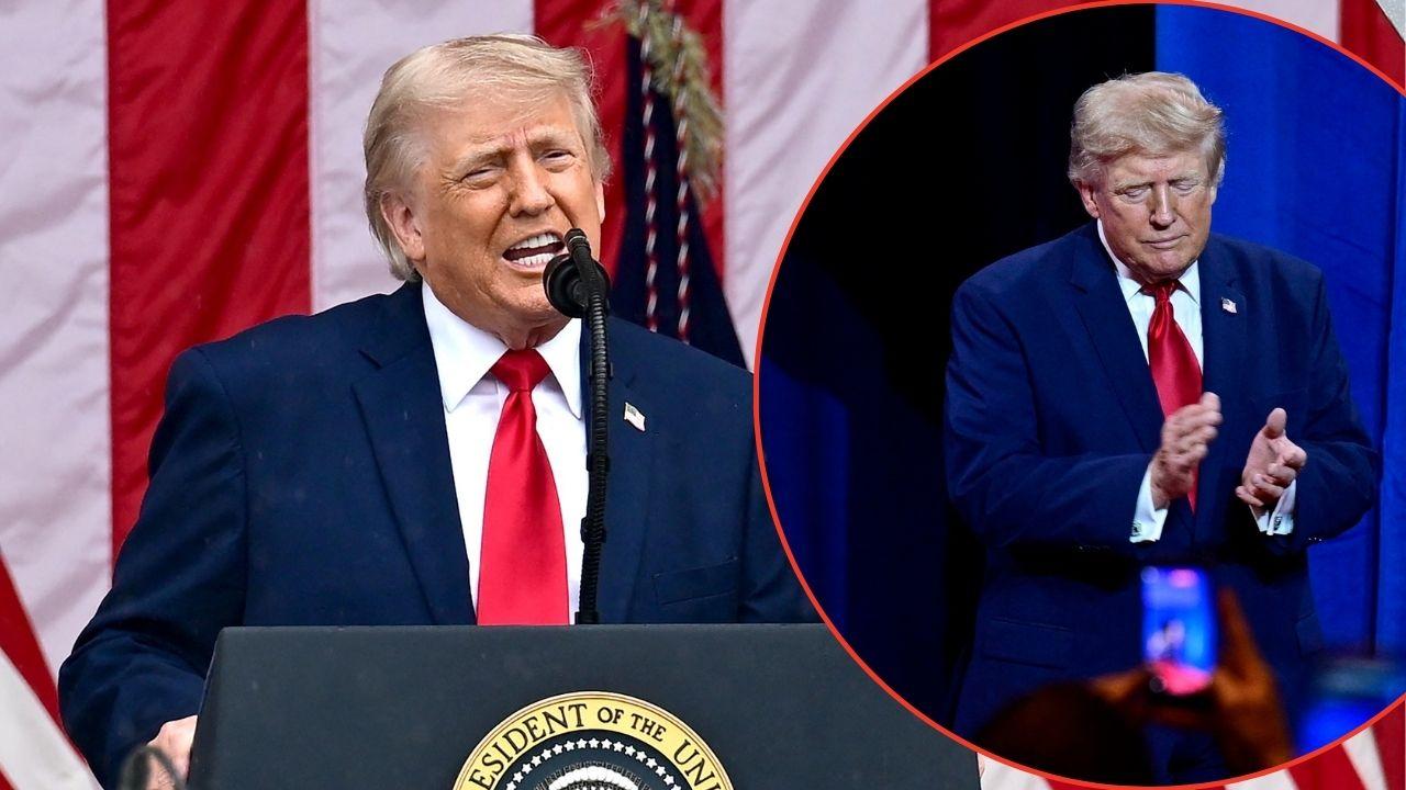 A photo of Donald Trump alongside a more recent photo of Donald Trump