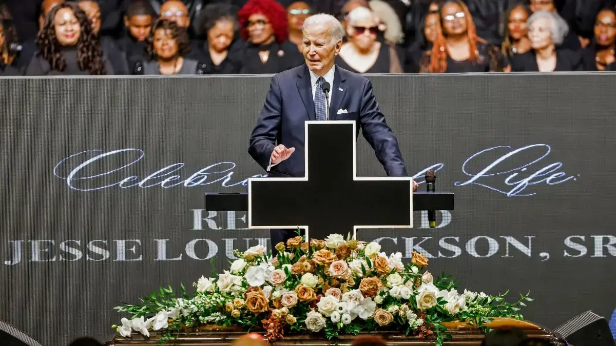 Joe Biden gave a speech at Jesse Jackson's funeral.