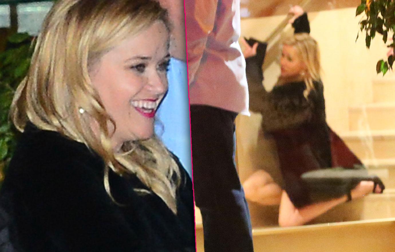 Reese Witherspoon Falls Down At Jennifer Aniston's Birthday Party