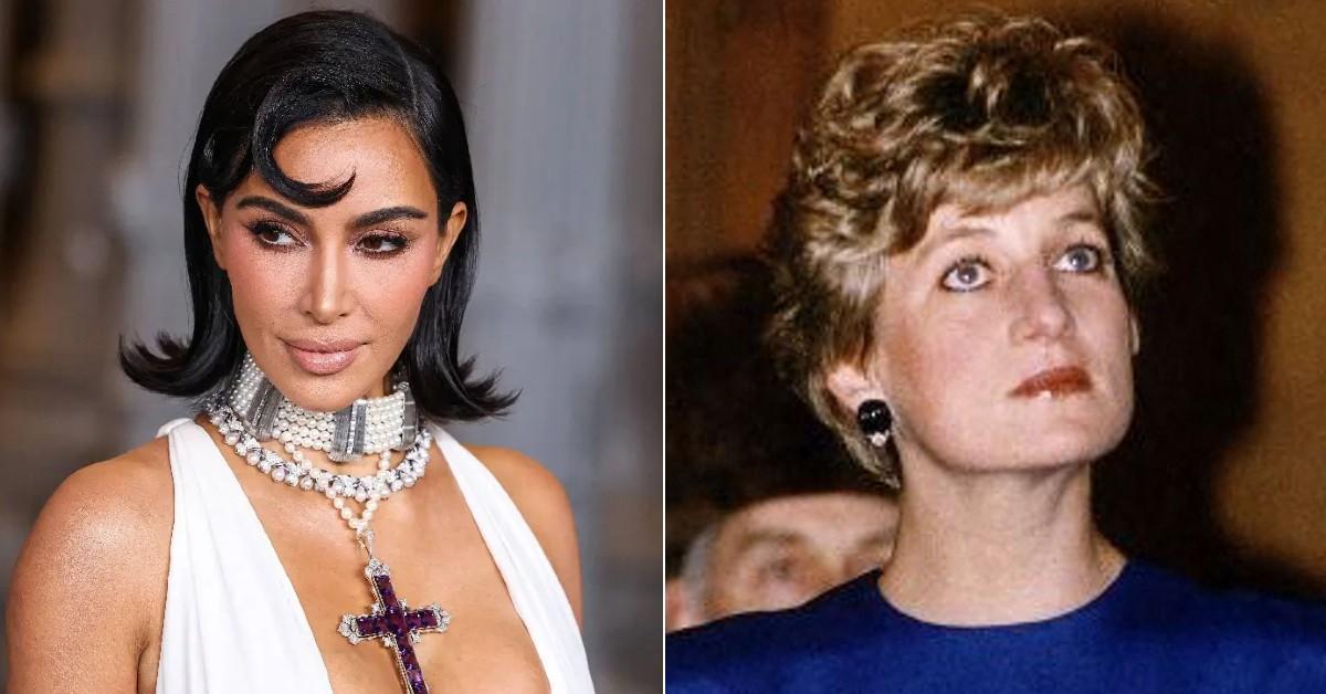 Split photo of Kim Kardashian, Princess Diana