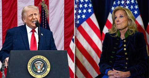 A photo of Donald Trump alongside a photo of Jill Biden