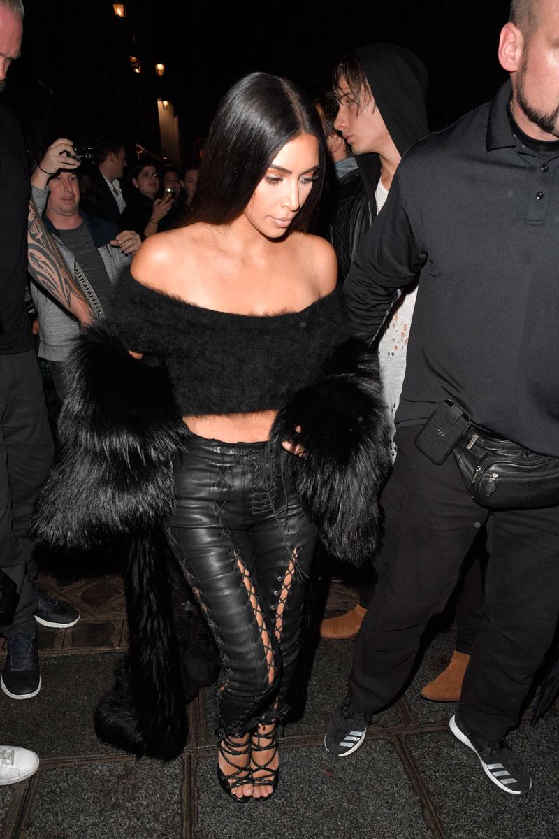 kim kardashian weight fashion style leather string pants tight