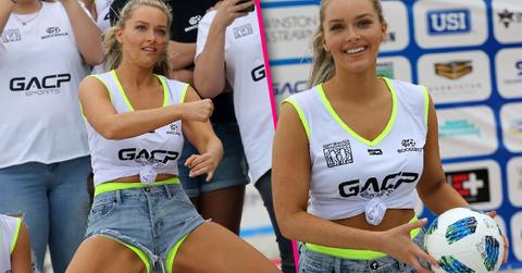Model Camille Kostek Twerks With Soccer Ball