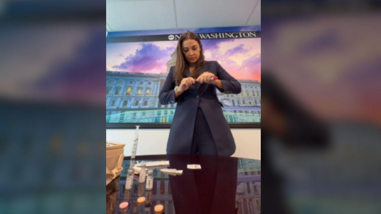 image of AOC joked with followers before administering her first fertility injection.