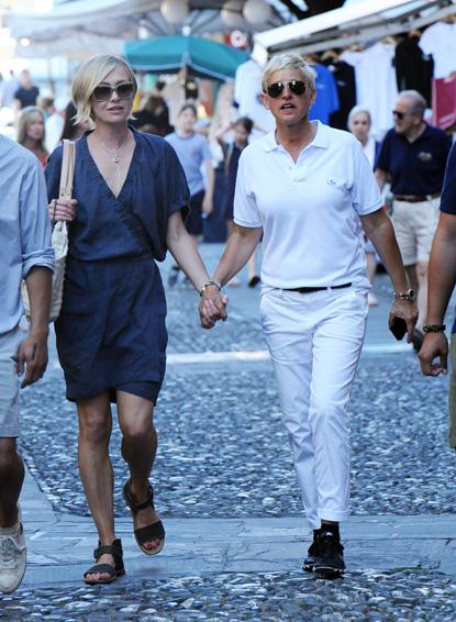 //ellen degeneres portia de rossi hold hands portofino