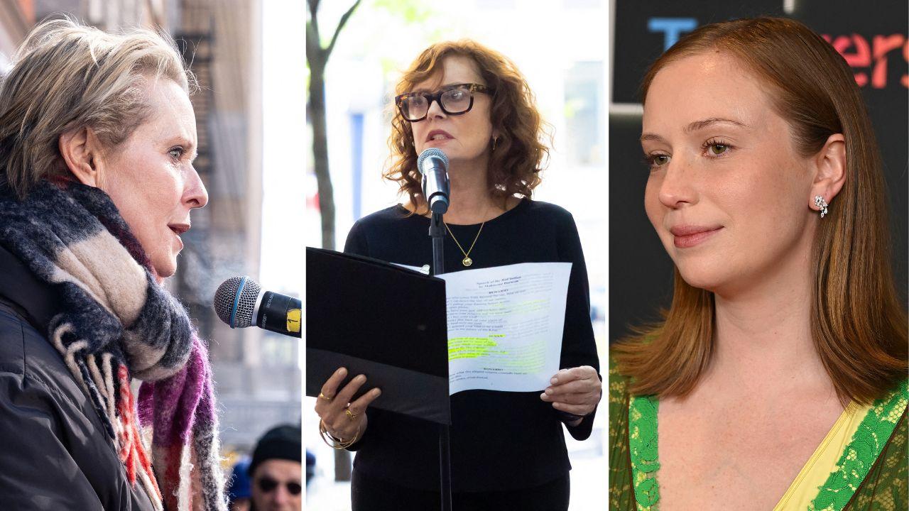 Sarandon was joined by fellow Hollywood stars Cynthia Nixon and Hannah Einbinder.