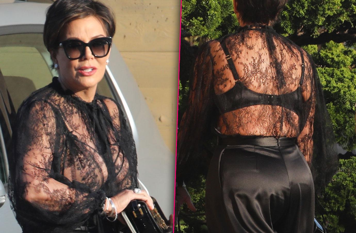 Kris Jenner See Through Top Bra Pics.