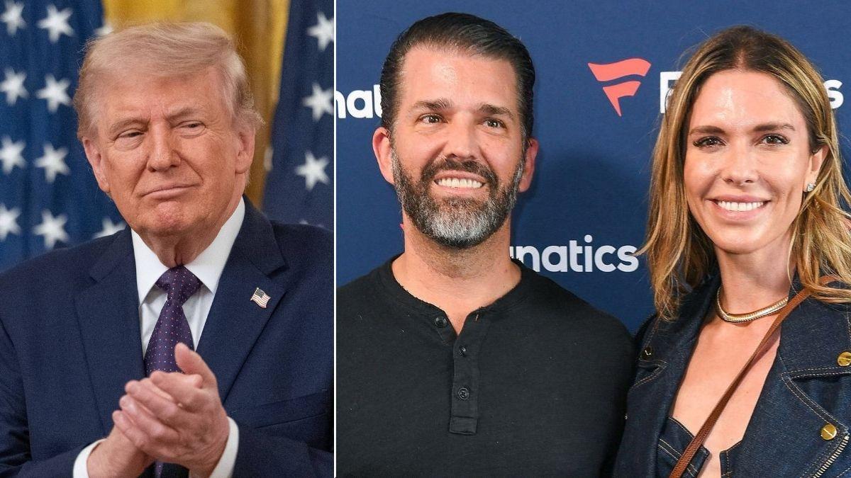 split image of Donald Trump / Don Jr. and Bettina Anderson