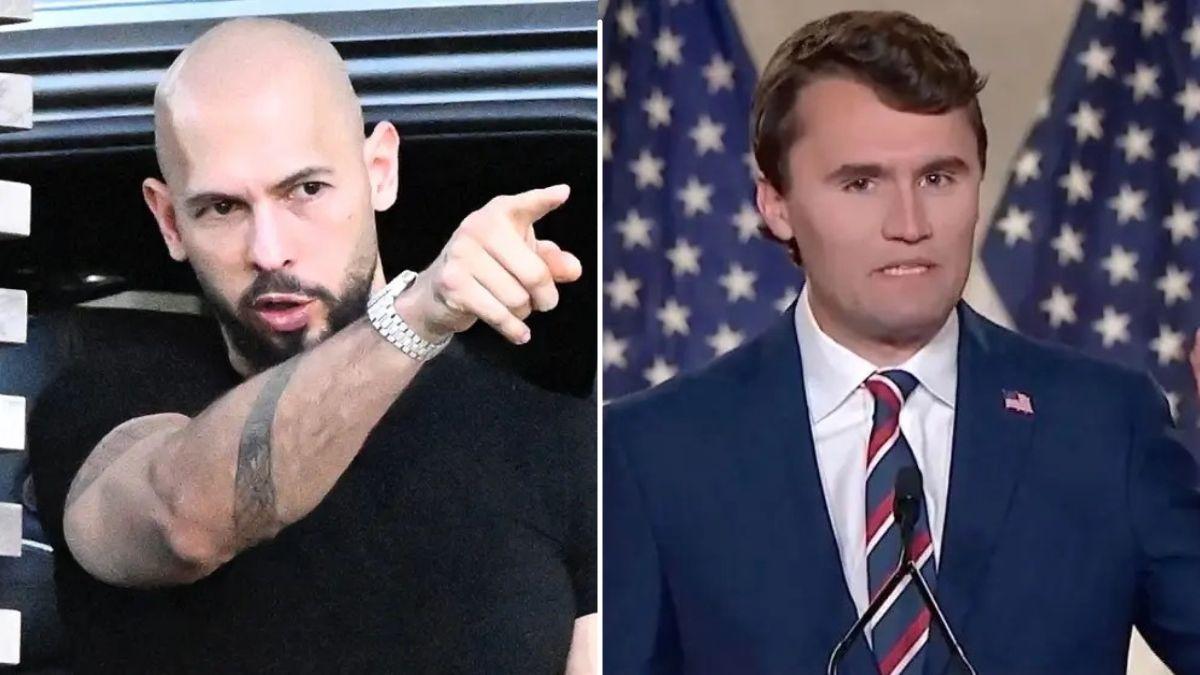 Composite photo of Andrew Tate and Charlie Kirk