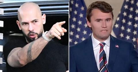 Composite photo of Andrew Tate and Charlie Kirk