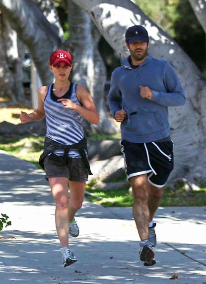 Natalie Portman and partner Benjamin Millepied out running in Los Feliz