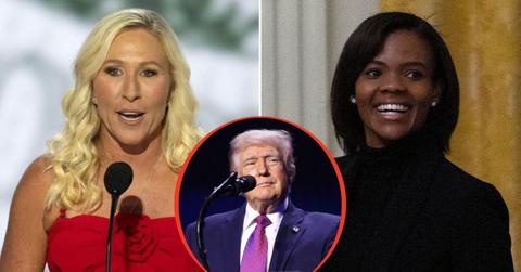 split image of Marjorie Taylor Greene / Candace Owens / Donald Trump