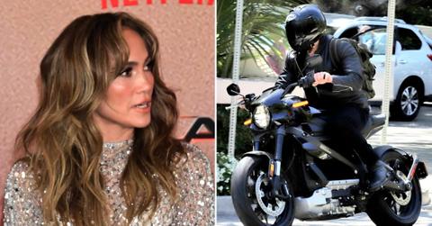 Composite photo Jennifer Lopez Ben Affleck on Motorcycle