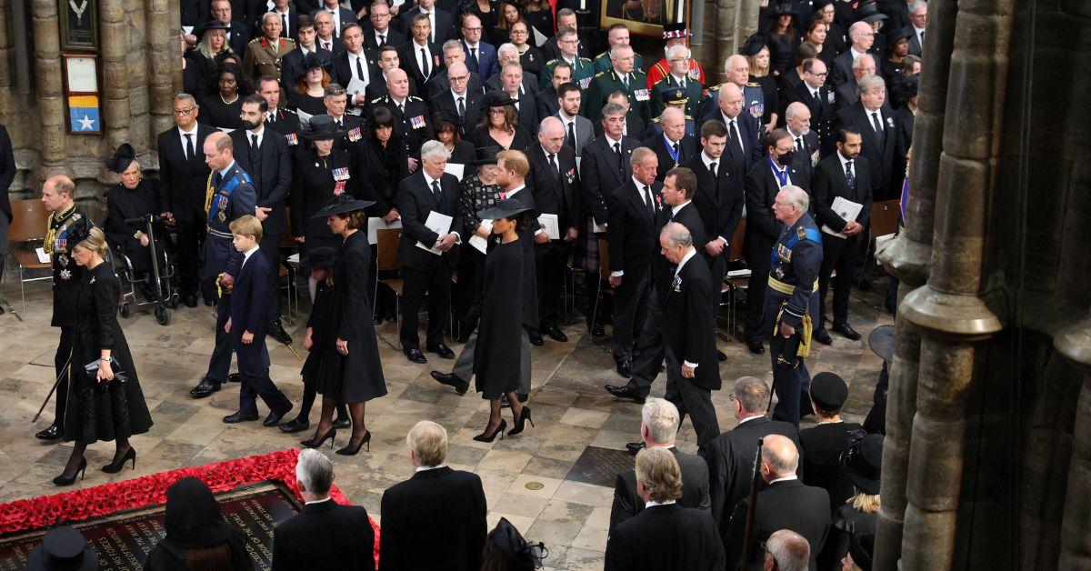 prince harry meghan markle sit second row behind king charles iii queen elizabeth funeral jpg