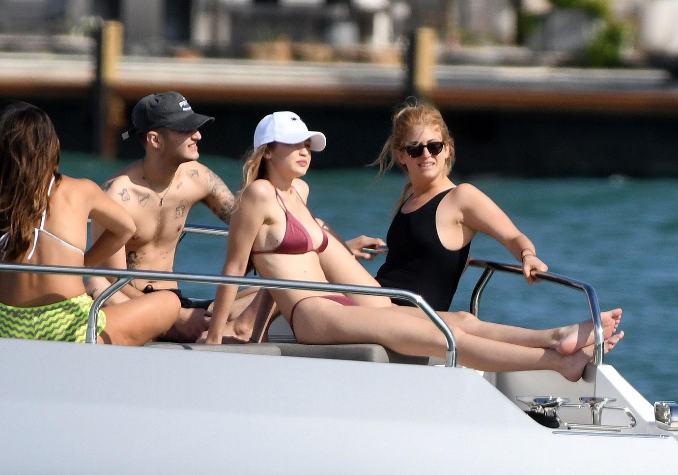 Gigi Hadid Maroon Bikini Yacht Anwar Hadid