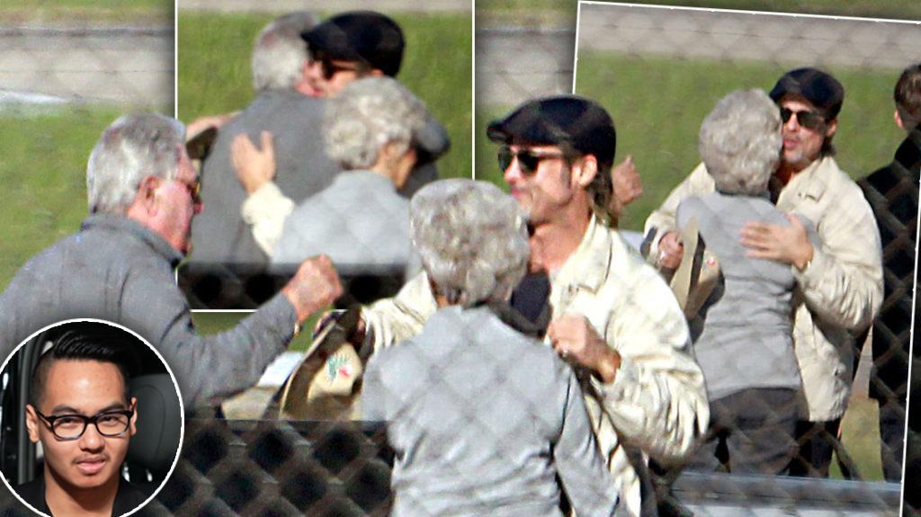 Brad Pitt hugging his parents in Missouri