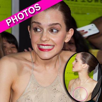 Emma Watson Has Near-Nip Slip On Red Carpet