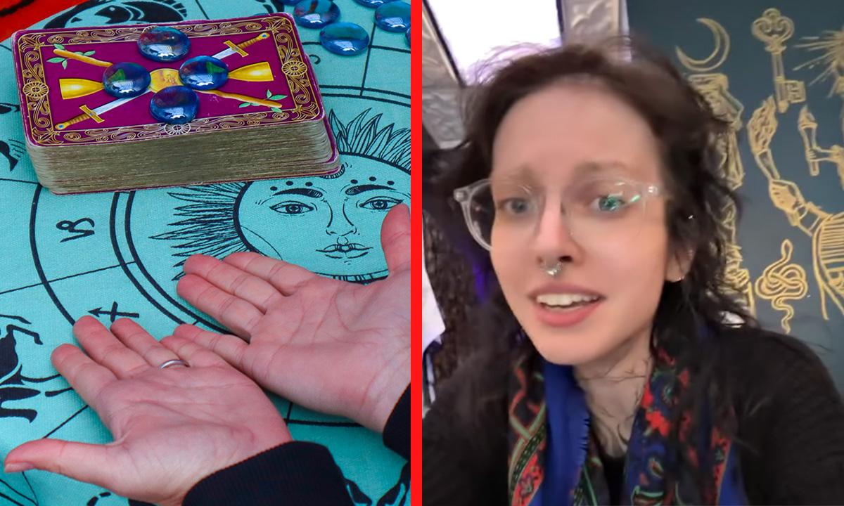 A photo of tarot alongside a photo of Beck Ravenswood