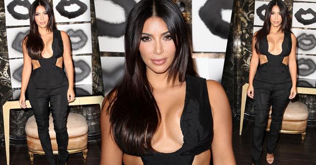 //kim kardashian black jumpsuit wide pp
