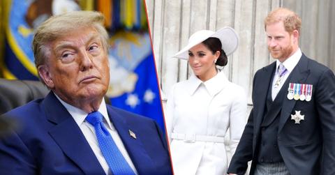 Split photo of Donald Trump, Prince Harry and Meghan Markle
