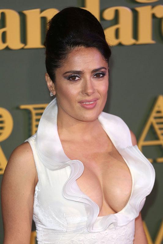 Salma Hayek Flaunts Crazy Cleavage For Evening Standard Theatre Awards
