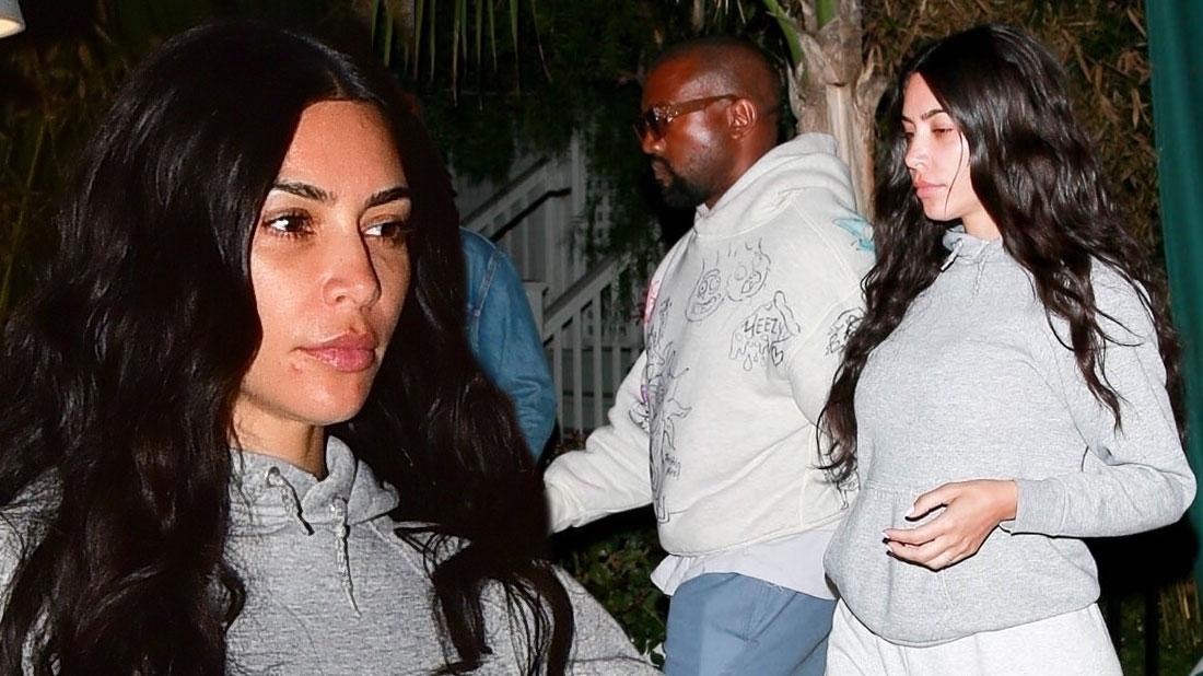 Kim Kardashian Wears Sweats & No Makeup On Date With Kanye West