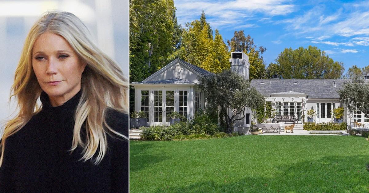 Split photo of Gwyneth Paltrow, her mansion