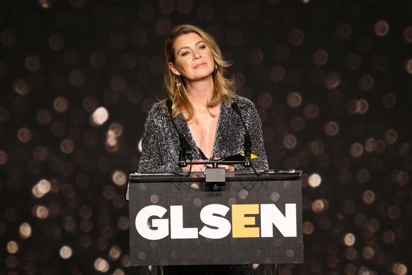 Ellen Pompeo speaks onstage at the GLSEN Respect Awards at the Beverly Wilshire Four Seasons Hotel on October 19, 2018.