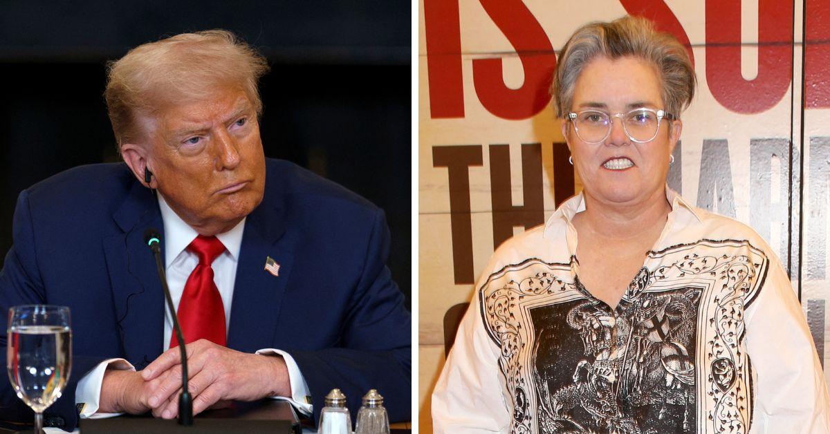 Split photo of Donald Trump, Rosie O'Donnell