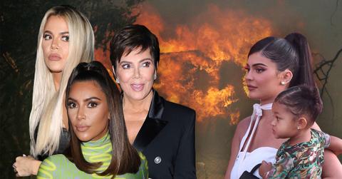 Khloe Kardashian, Kris Jenner, im Kardashian, Kylie Jenner, Stormi Jenner on backdrop of California Wildfire