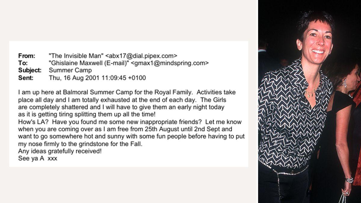 Photo of Ghislaine Maxwell and an email addressed to her