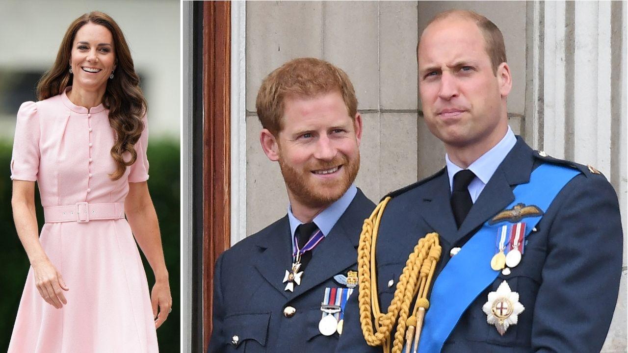 Split photos of Princess Catherine, Princes William and Harry