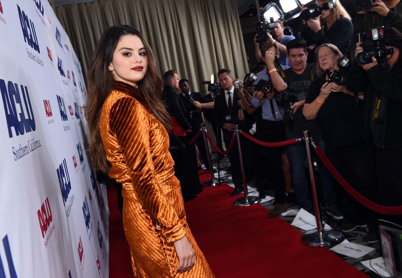 Selena Gomez Wears Orange Dress Before Justin Bieber AMAs Run-In