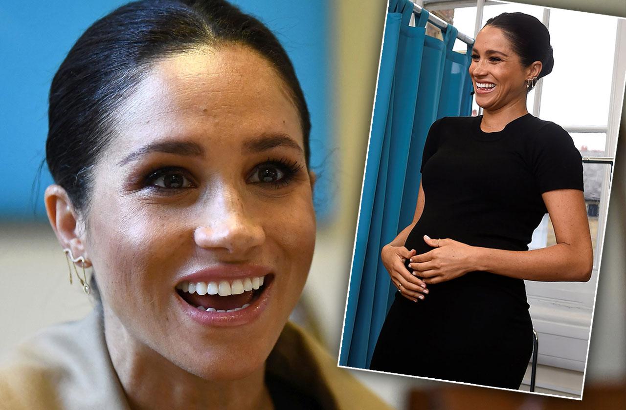 Meghan Markle Pregnant Baby Bump Black Dress