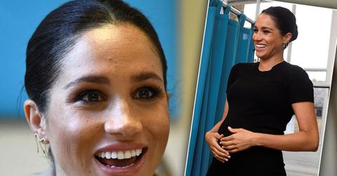 Meghan Markle Pregnant Baby Bump Black Dress