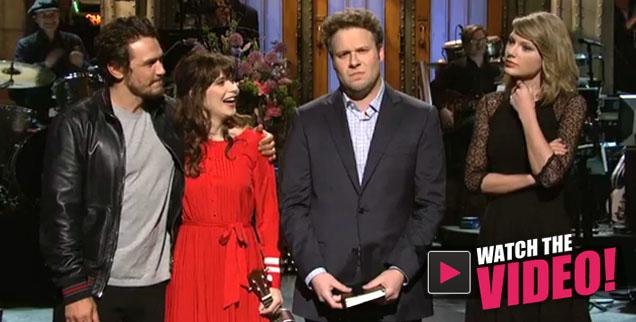 Seth Rogen Mocks James Franco, With Help From Zooey Deschanel & Taylor