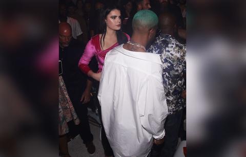 kid cudi shows off nipple ring partying miami meek mill cozy female friend